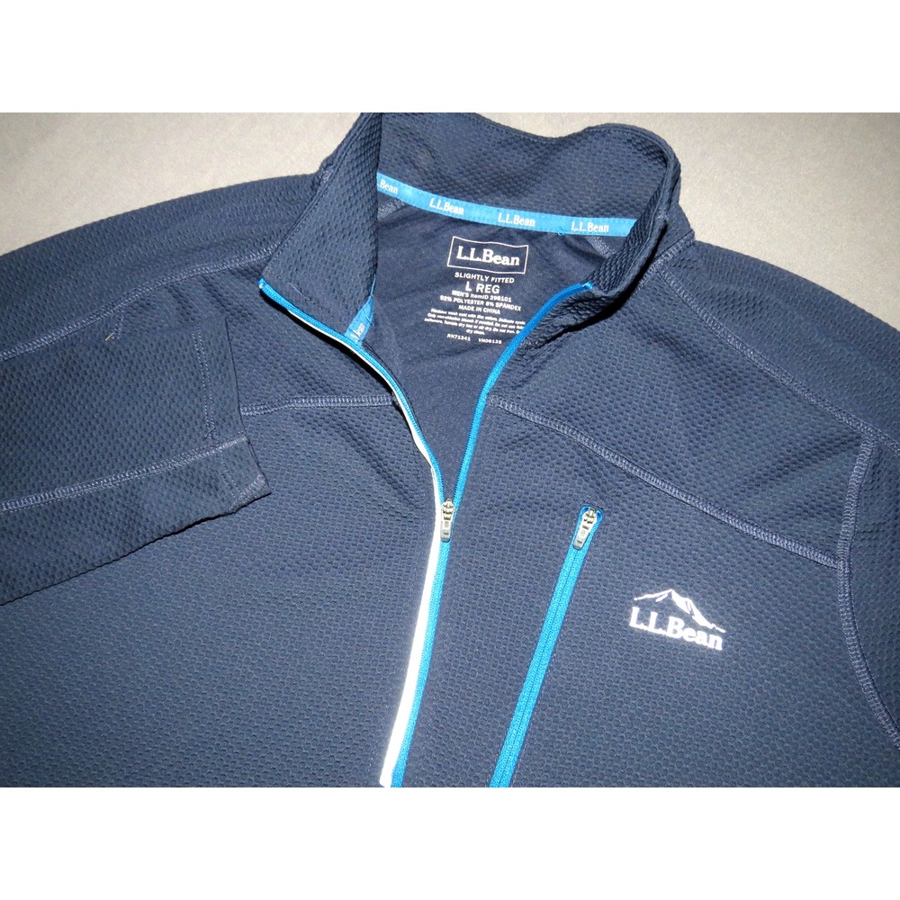 L.L. Bean Fitted Navy Blue Light Weight 1/4 Zip‎ Athletic Jacket Men's Large